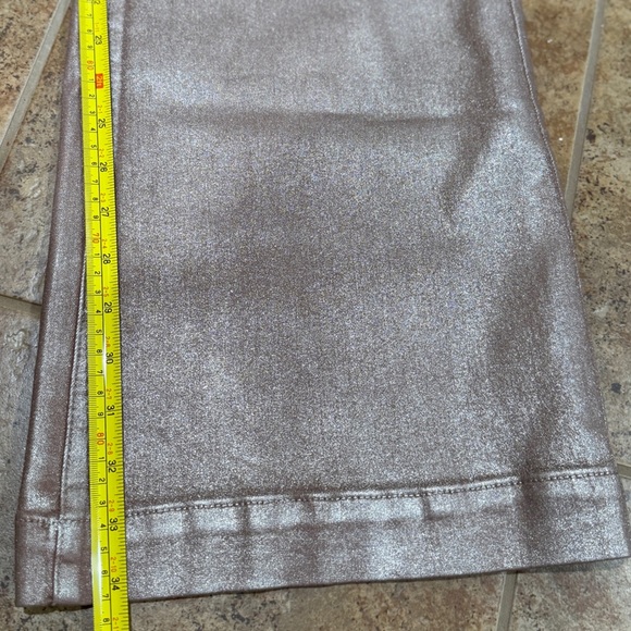 New Paige Leenah High Rise Wide Leg Jean 32 Metallic Rose Gold Simmering Coated - Picture 13 of 17